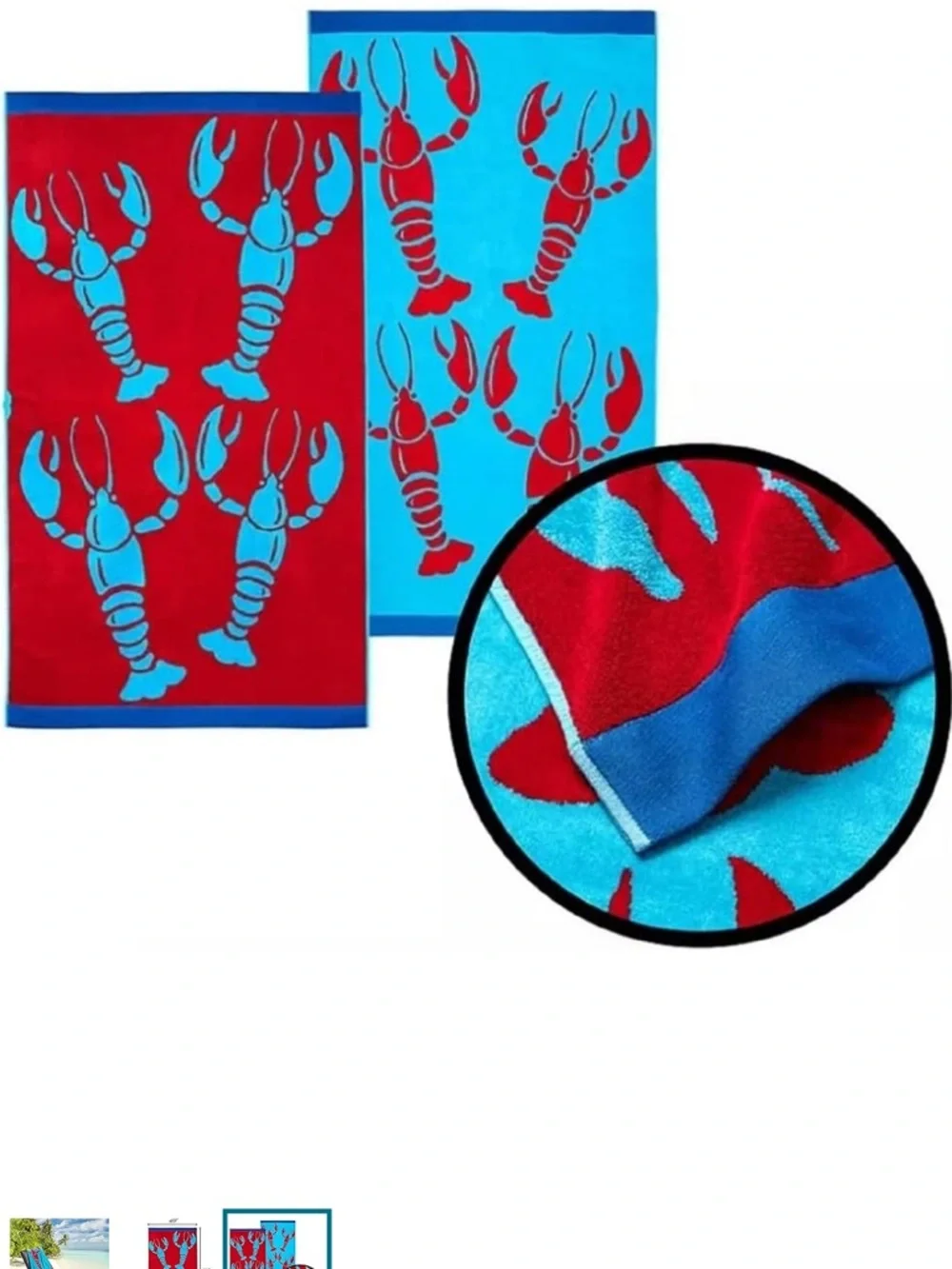 2 Lobster Beach Towel large size - 2 count